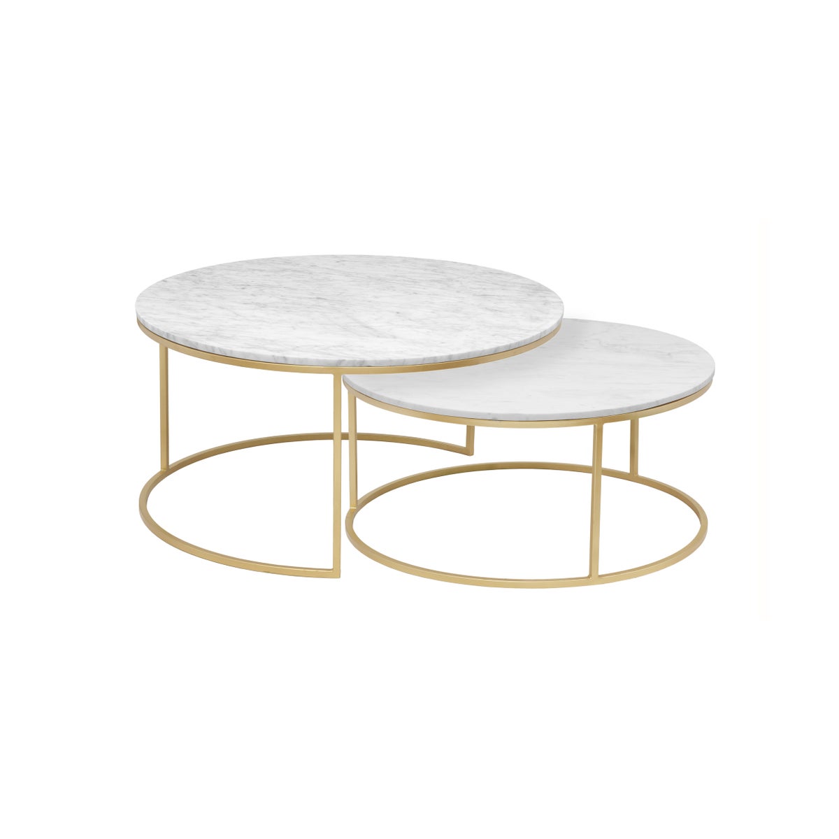 Amelia 2pc Nesting Coffee Tables with Gold Base