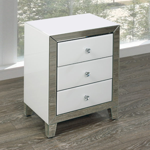 White Mirror Side Table Small