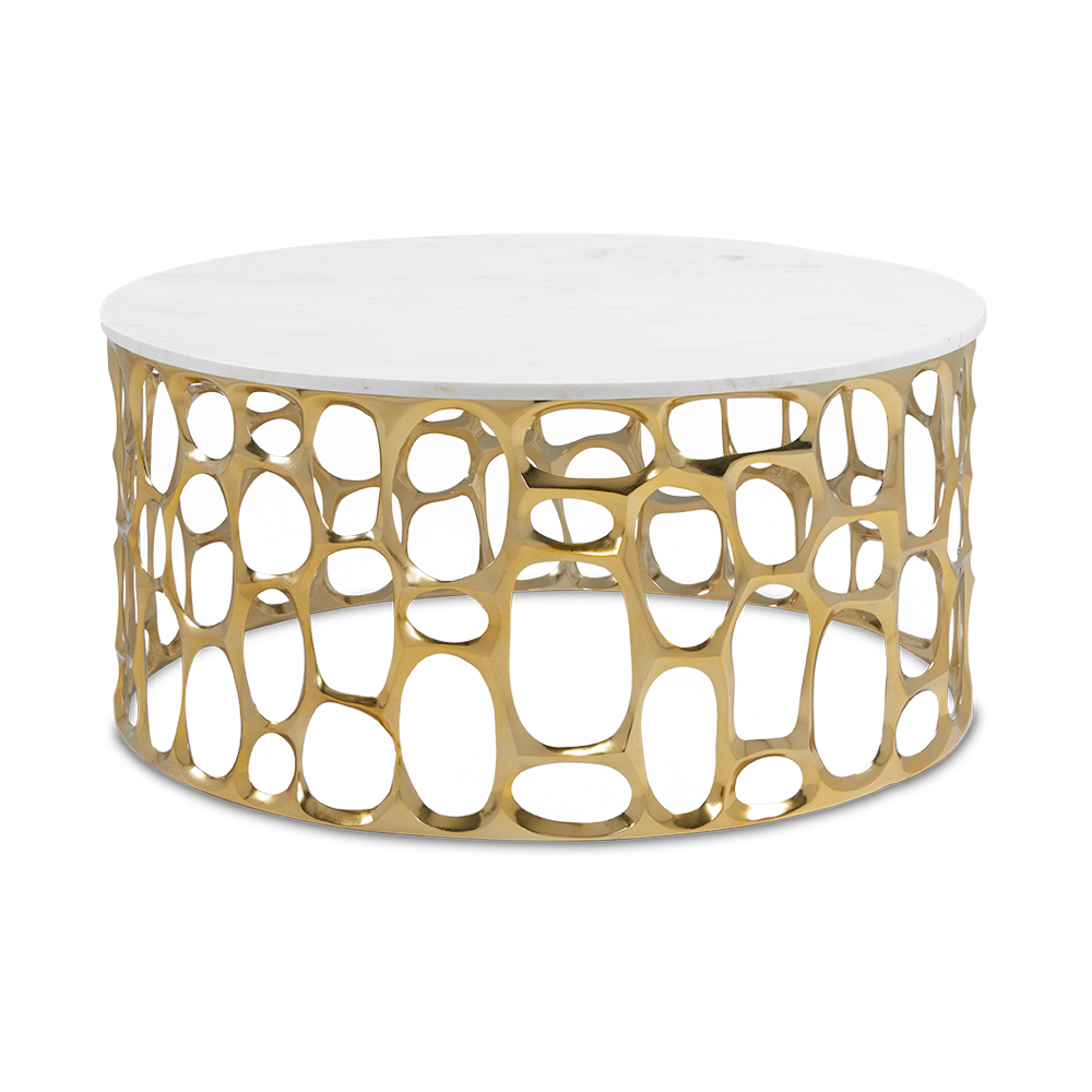 Mario Gold Coffee Table with Marble Top