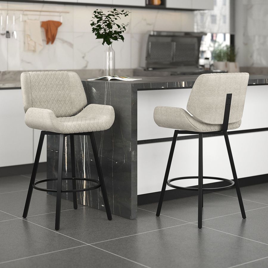 “Fraser 26″” Counter Stool, set of 2, with Swivel in Grey Fabric and Black “